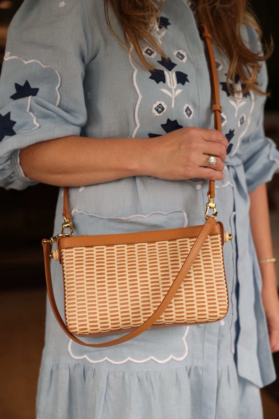 Leather Nantucket Lightship Basket Bag - Clutch
