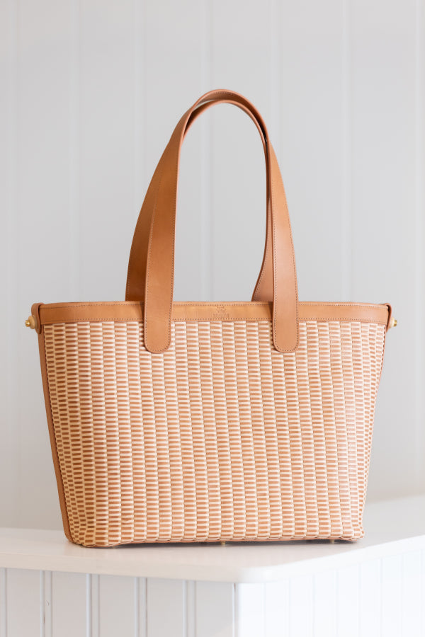 Leather Nantucket Lightship Basket Bag - Tote
