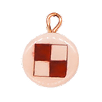 A charm with a red and white checkered flag displayed on a white background.